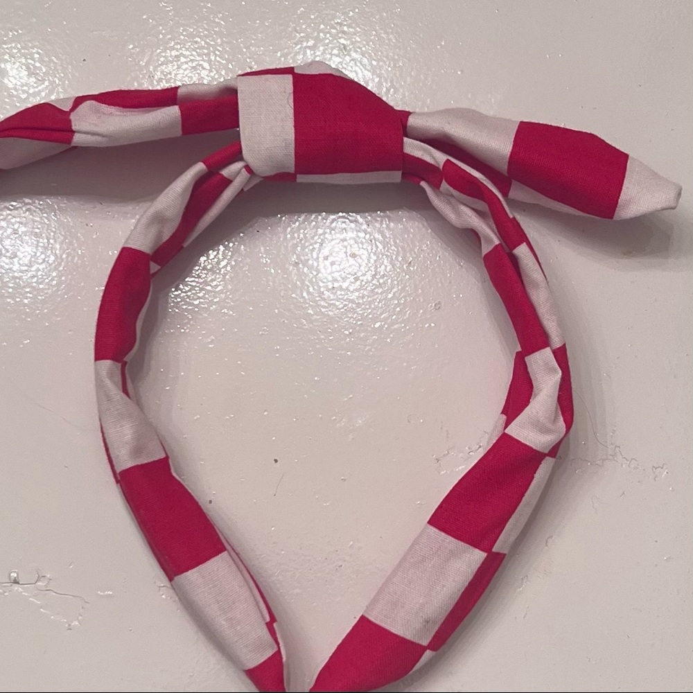 Red/White Checkered Bow Headband